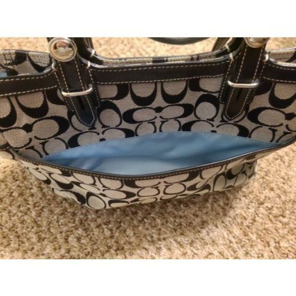 💸SOLD EUC Coach Signature Black Gray Handbag Purse & Matching Wallet - Picture 7 of 16